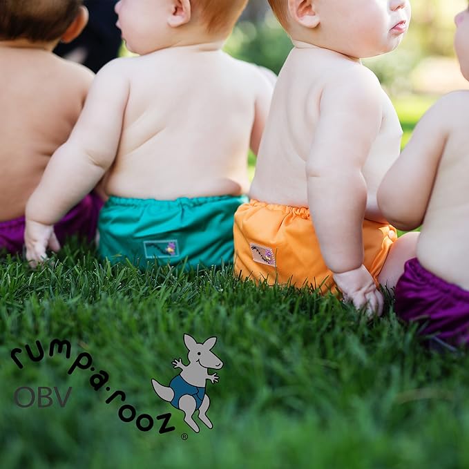 Kanga Care Rumparooz G3 OBV Cloth Diaper Reusable One Size Pocket Diaper with Patented Inner Double Gusset 2 pcs Bamboo Rayon Insert Soaker | Reef (6-55+ lbs)