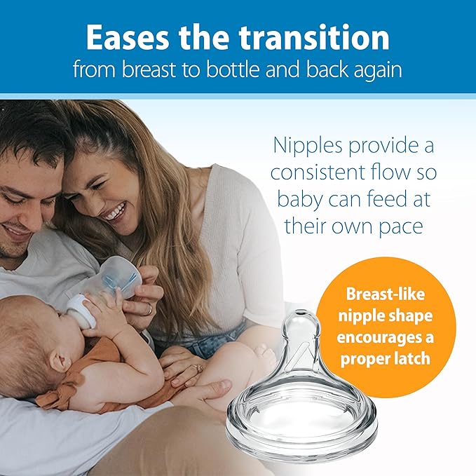 Dr. Brown's Natural Flow Anti-Colic Options+Wide-Neck Baby Bottle, 5 oz/150 mL, Level 1 Nipple, 12-Pack, 0m+