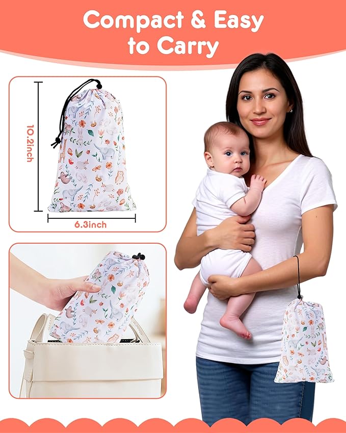 High Chair Cover Portable with 3-Point Harness, Waterproof Baby Seat Cover for Restaurant Travel Home Use, Machine Washable, Fits Wooden Chairs (Yellow Animal)