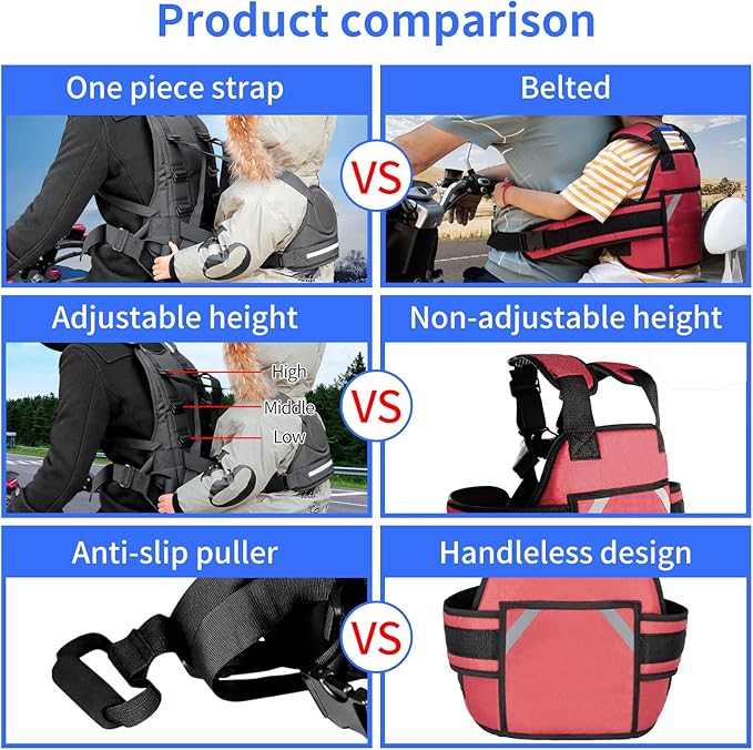 Adjustable Harness, Prevent Passengers from Falling for ATV,Snowmobile,Black