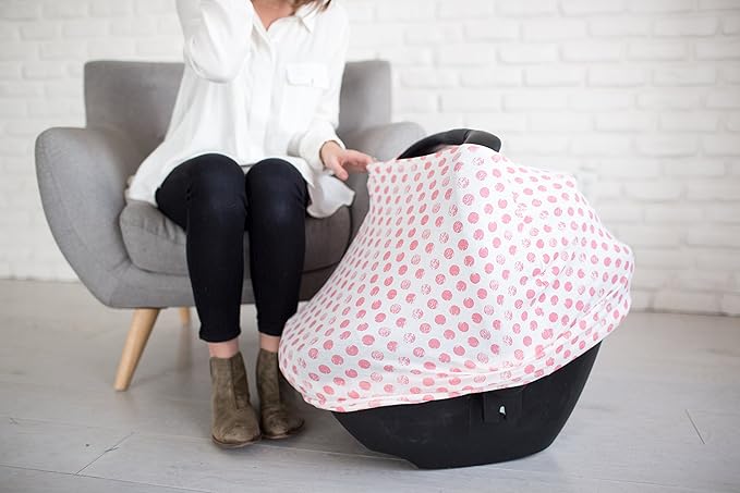 Baby Car Seat Cover Canopy and Nursing Cover Multi-Use Stretchy 5 in 1 Gift Claire by Copper Pearl
