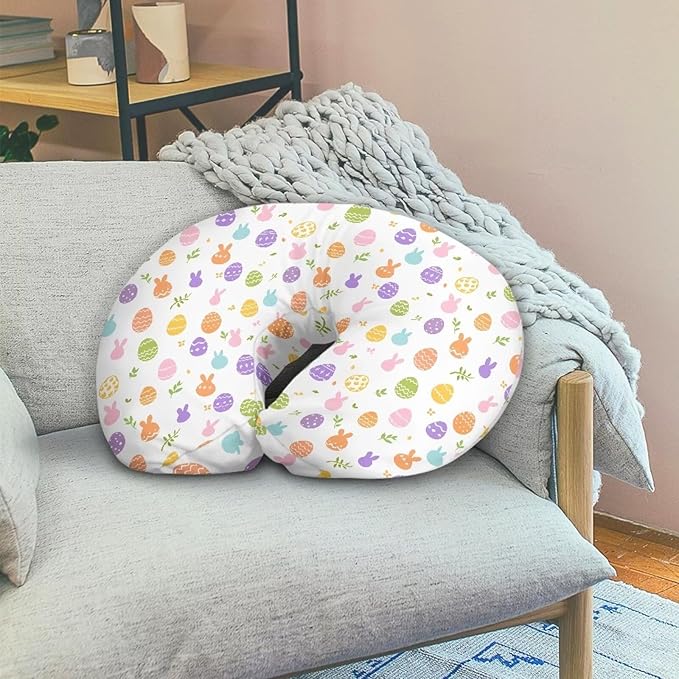 Rabbit and Easter Egg Nursing Pillow Cover for Baby Boy Girl Soft and Stretchy Safely Breastfeeding Pillow Cover Baby Essentials