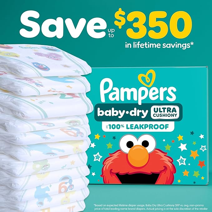 Pampers Baby Dry Disposable Baby Diapers Starter Kit (2 Month Supply), Sizes 1 (252 Count) & 2 (234 Count), with Sensitive Water Based Baby Wipes 12X Multi Pack Pop-Top and Refill (1008 Count)