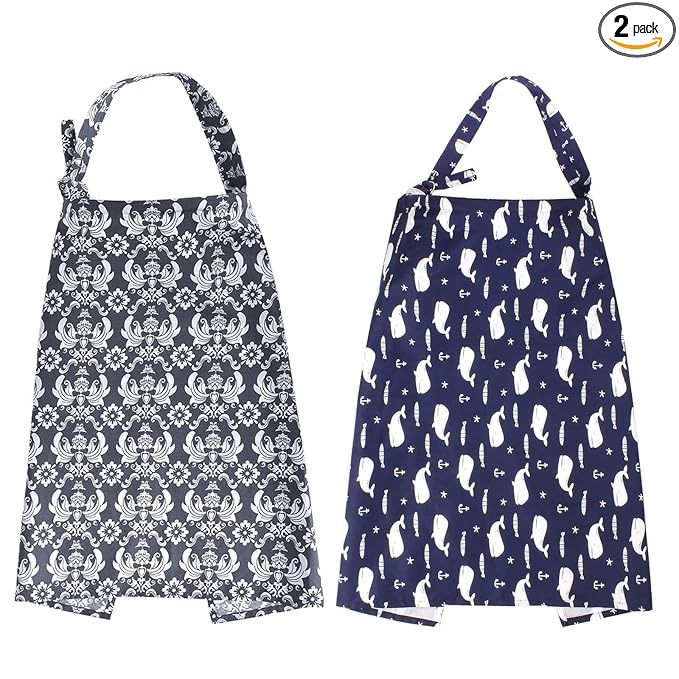 2Pack Nursing Cover for Breastfeeding Grey and Blue