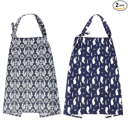 2Pack Nursing Cover for Breastfeeding Grey and Blue