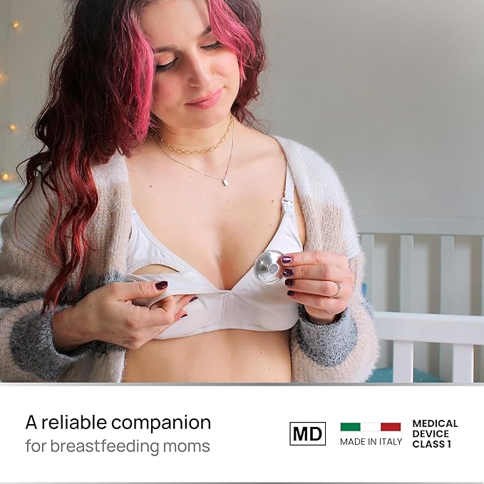 Original Italian Silver Nursing Cups - Nipple Shields for Breastfeeding - Helps Soothe and Protect Sore Nipples - Dermatologically Tested - Medical Device FDA-Registered (Small)
