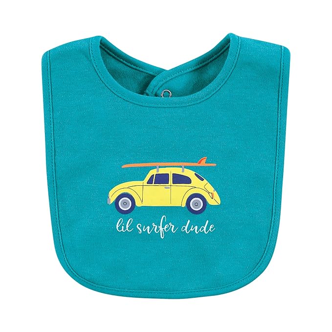 Hudson Baby Unisex Baby Cotton Bibs, Surfer Dude, One Size