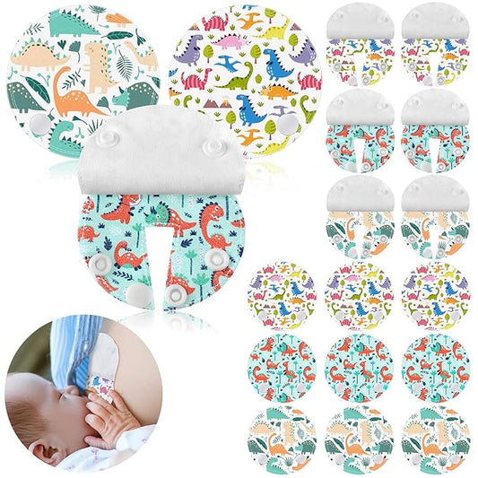 Breling 18 Pack Feeding Tube Pads Button Pad Gtube Button Covers Reusable g Tube Cutie Dinosaur Feeding Supplies for Kids Baby Breastfeeding Nursing Care(Dinosaur)