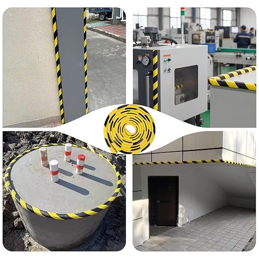 Rubber Corner Guards, Wall Corner Protector 196.9in (5m), Heavy Duty Yellow & Black NBR Rubber Safety Bumper Padding, Self Adhesive for Warehouse Racks, Shelves, Garage & Equipment Protection