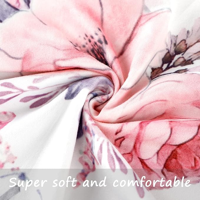 Nursing Pillow Cover Girls, Floral Breastfeeding Pillow Cover for Baby, Snug Fits Newborn Nursing Pillow Case, Super Soft Breathable, Pink Flower