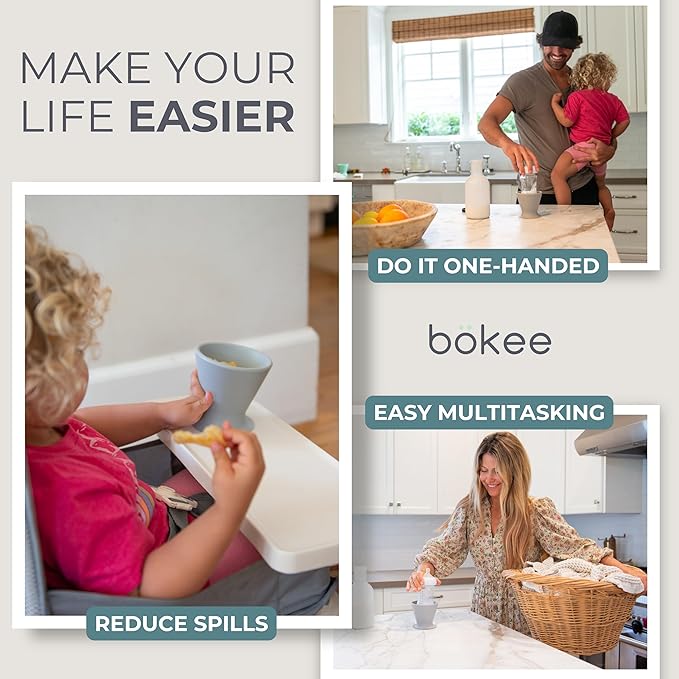 Bökee Ultimate Non-Toxic Silicone Breast Pump and Baby Bottle Holder – Easy One Hand Milk & Formula Prep with Premium Wide Base Suction Cup - Dishwasher Safe - Robins Egg, 2-Pack