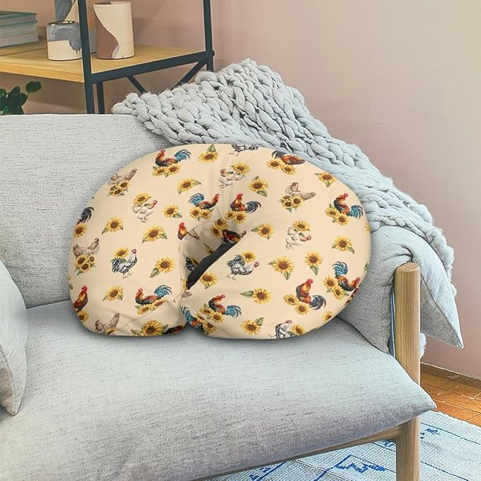 Rooster Sunflower Breastfeeding Pillow Slipcover for Baby Nursing Pillow Slipcover Fits The Original Support Pillow for Breastfeeding and Bottle Feeding