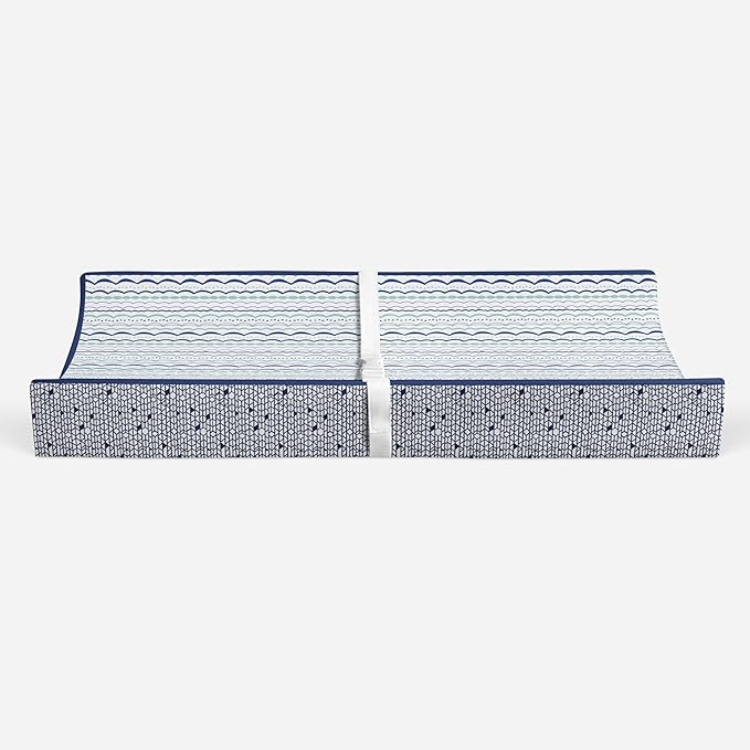 Bacati - Tribal Noah Mint/Navy Quilted Top Changing Pad Cover (Garland Mint/Navy)