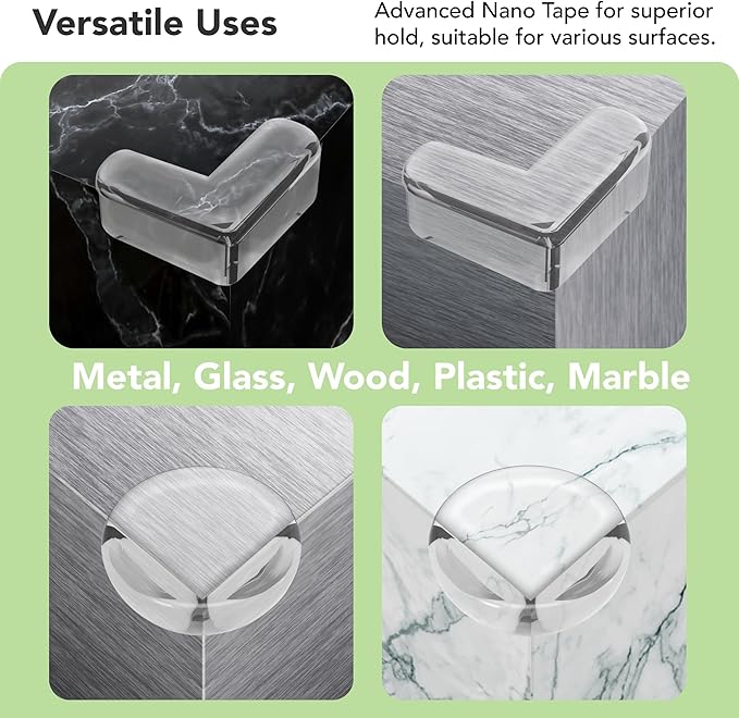 20 Pack Corner Guards Corner Protectors for Baby, Clear Furniture Corner & Edge Safety Bumpers for Table Edges & Sharp Corners - Baby Proofing Moonybaby (L- Shaped & Round Shape)