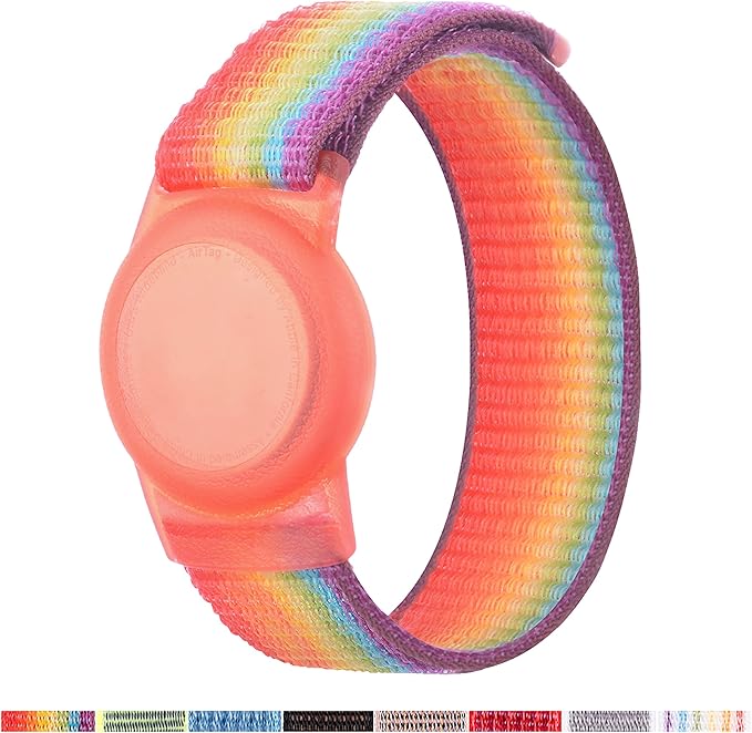 Bracelet for Kids, Protective Cover with Nylon Wristband, Anti Lost GPS Trackers Case Cover Elastic Watch Band for Toddlers Girls Boys Elders(Rainbow)