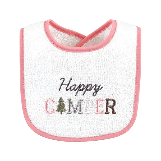 Hudson Baby Unisex Baby Cotton Terry Drooler Bibs with Fiber Filling, Girl Moose Bear, One Size