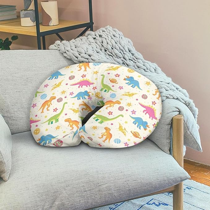 Colorful Dinosaur Pillow Cover for Infant Snug, Breathable Neutral Breastfeeding Pillow Cover for Bottle Feeding, Lightweight Durable