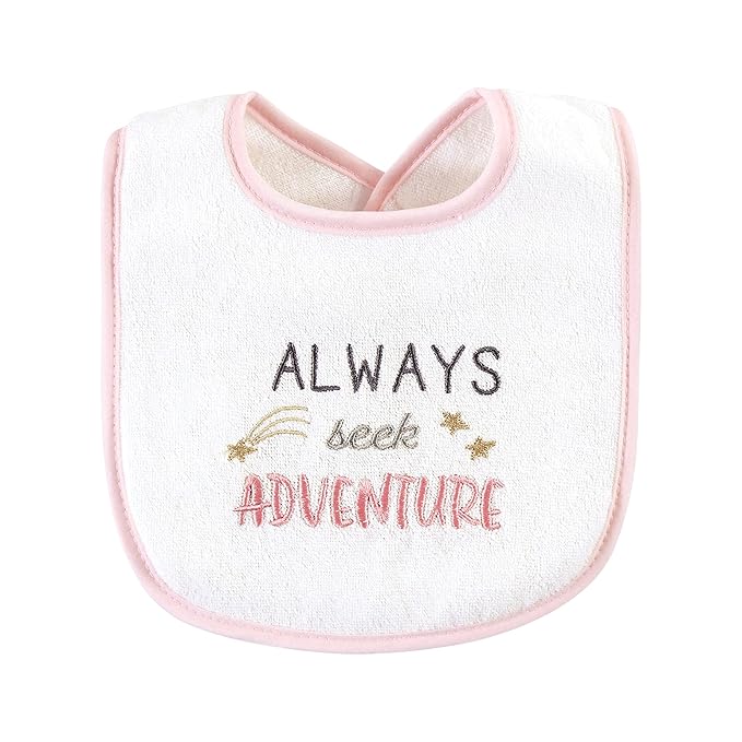 Hudson Baby Unisex Baby Cotton Terry Drooler Bibs with Fiber Filling, Pink Girl Woodland, One Size