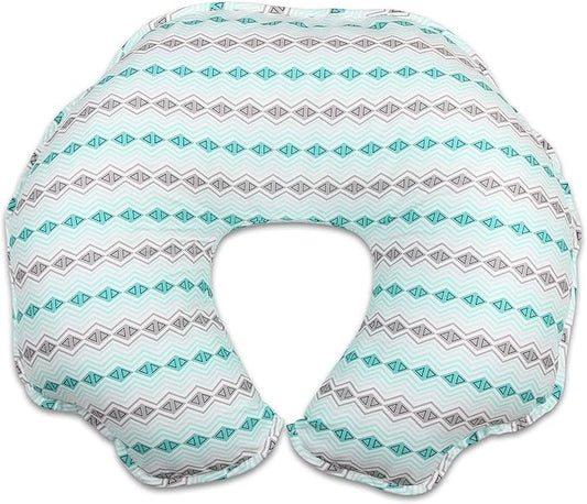 Cover for The Peanut Shell Extra-Large Nursing Pillow - Grey and Green Geometric