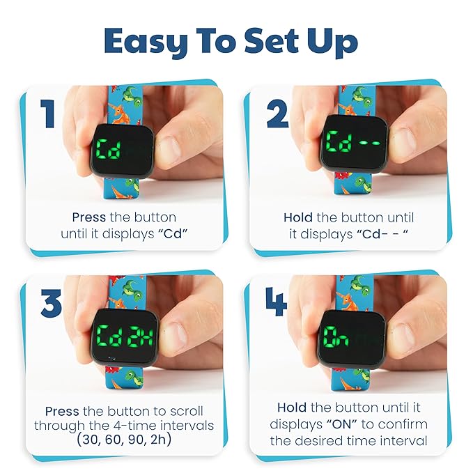 Potty Training Watch & Board Book for Kids – A Water Resistant Potty Reminder Device for Boys & Girls - Train Your Toddler with Fun Musical or Vibration Reminders and Printed Board Book (Dinosaur)
