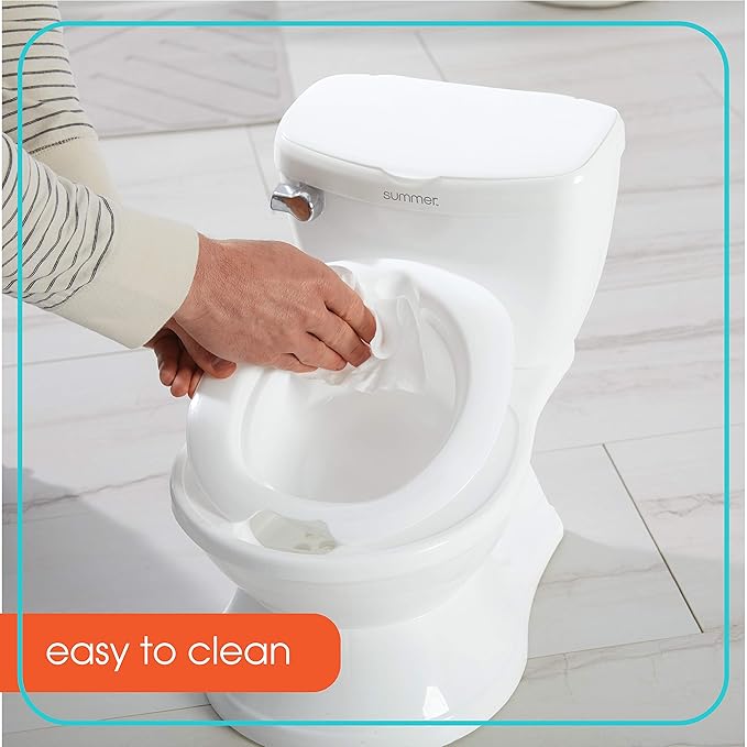 Ingenuity My Size Potty with Transition Ring & Storage,White-Realistic Potty Training Toilet-Features Interactive Toilet Handle, Removable Potty Topper and Pot, Wipe Compartment, and Splash Guard