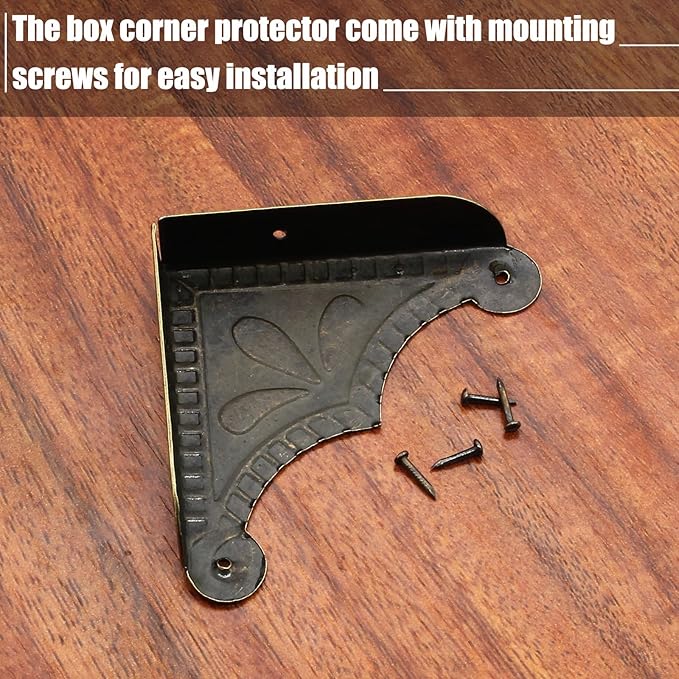 30Pcs Antique Box Corner Protectors, Decorative Edge Safety Guard Cabinet Furniture Corner Protectors for Jewelry Box and Wooden Case(1.5"x1.5"x0.3")