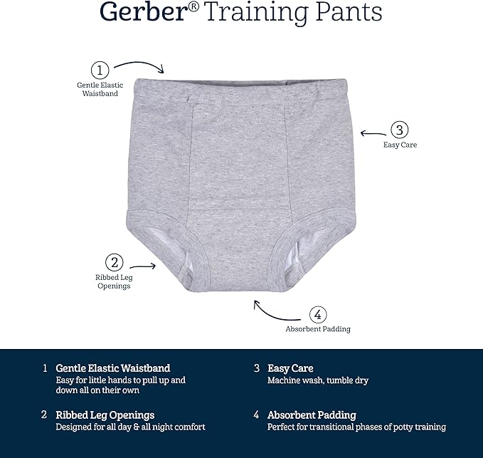 Gerber baby-girls Infant Toddler 4 Pack Potty Training Pants Underwear
