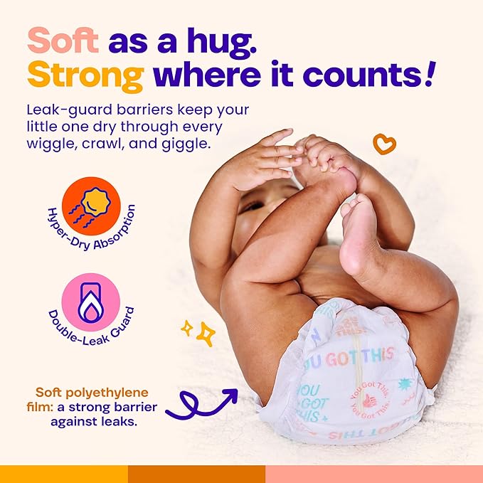 Happy Hues Cuddlers Disposable Diapers Size 1,8–14 lbs–Baby Diapers with Shea Butter, Wetness Indicator &Leak Protection–Ultra-Soft Unisex Newborn &Infant Diapers with Full Coverage,120 Count
