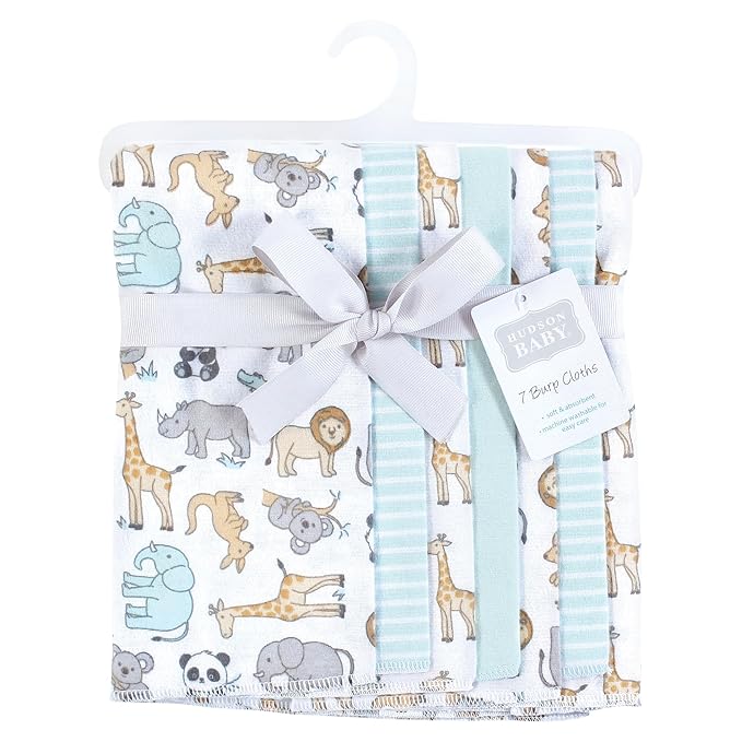 Hudson Baby Unisex Baby Flannel Burp Cloth 7pk, Kangaroo, One Size