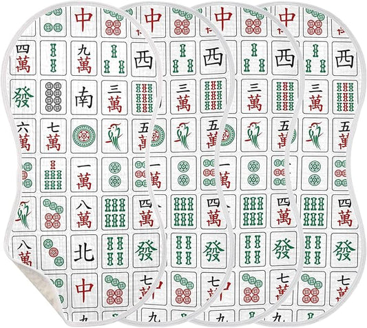 Mahjong Burp Cloths Baby Boys Girls Absorbent Soft Cotton Burping Cloths Rags 4 Pack