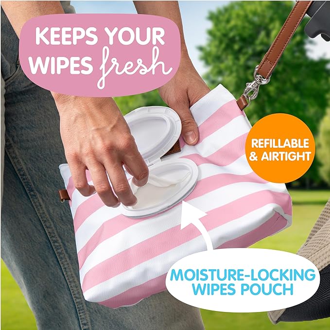 Baby Bum Brush Bumco Diaper Clutch - Portable Wipes Dispenser & Travel Essential, Airtight Refillable Wipes Container, Diaper Bag Purse