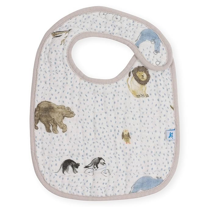 Little Unicorn Muslin Baby Bibs | Adjustable as Baby Grows | Soft Absorbent Muslin Fabric | For Eating, Drooling, Teething (Party Animals)