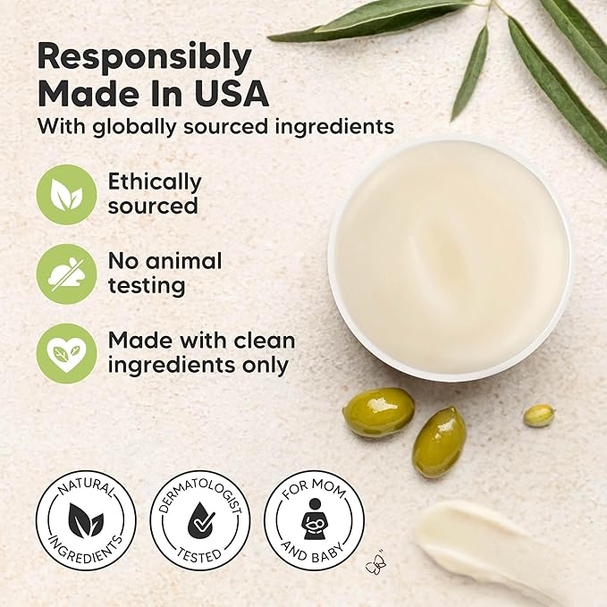 Organic Nipple Butter for Cracked, Sore, Relief - Nursing Nipple Cream Safe for Breastfeeding, 100% Natural Clean Breast Cream, Non Lanolin Balm, Mom Postpartum Breastfeeding Essentials,2oz (Soothing)