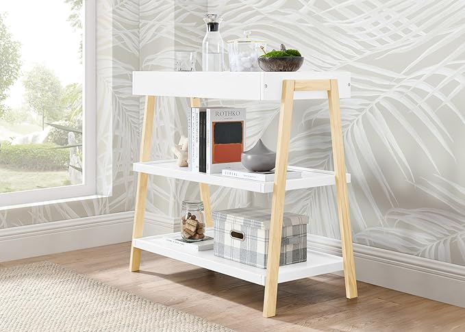 Delta Children Scout Changing Table - Greenguard Gold Certified, Bianca White/Natural
