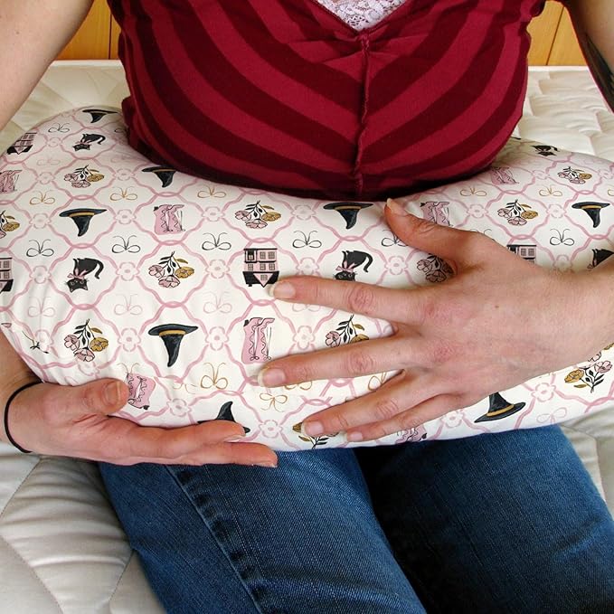 Cute Pink and Black Halloween Baby Nursing Pillow Covers for Girl Witch Cat Castle Floral Bows Slipcovers for Breastfeeding Pillows Spooky Halloween Soft Stretchy Removable Covers for Newborn Infant