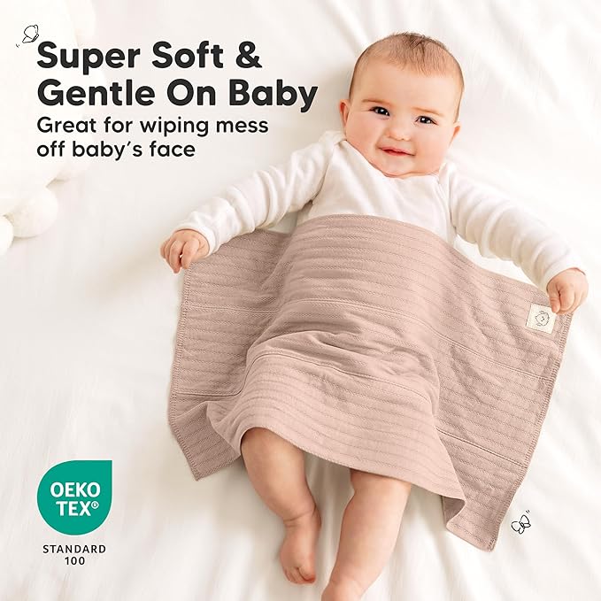 KeaBabies Organic Cotton Burp Cloths Baby Girl, Boy - 6-Pack Large Burping Clothes for Babies, Spit Up Rags, Super Soft & Absorbent Newborn Wash Towels, Gender Neutral, Non-Shrink (Stria, Hedges)