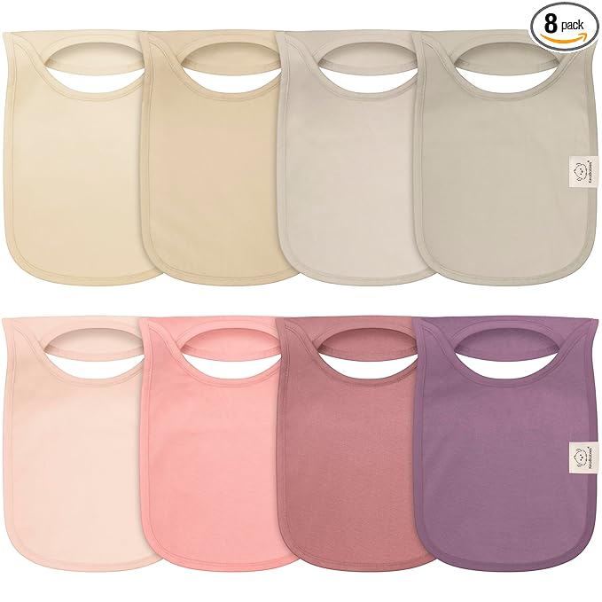 KeaBabies 8-Pack Bibs for Baby Girl, Boy - Pullover Large Baby Bibs for Drooling and Teething Infant, Newborn, Soft & Absorbent Organic Cotton, Long Torso Coverage Keep Toddler Clean & Dry (Dahlia)