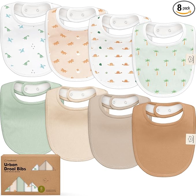 8-Pack Organic Baby Bibs for Boys, Girls - Soft Cotton Drooling and Teething Bibs for Baby Girl & Boy, Extra Absorbent, Easy to Clean & Put On for Toddler, Newborn, Infant 0-24 Months (Roarsome)