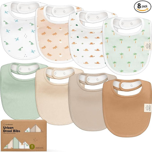 8-Pack Organic Baby Bibs for Boys, Girls - Soft Cotton Drooling and Teething Bibs for Baby Girl & Boy, Extra Absorbent, Easy to Clean & Put On for Toddler, Newborn, Infant 0-24 Months (Roarsome)