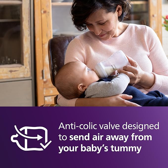 Philips Avent Natural Baby Bottles with Natural Response Nipples (Medium Flow, Flow 3), 9oz, 24-Pack, SCY903/04
