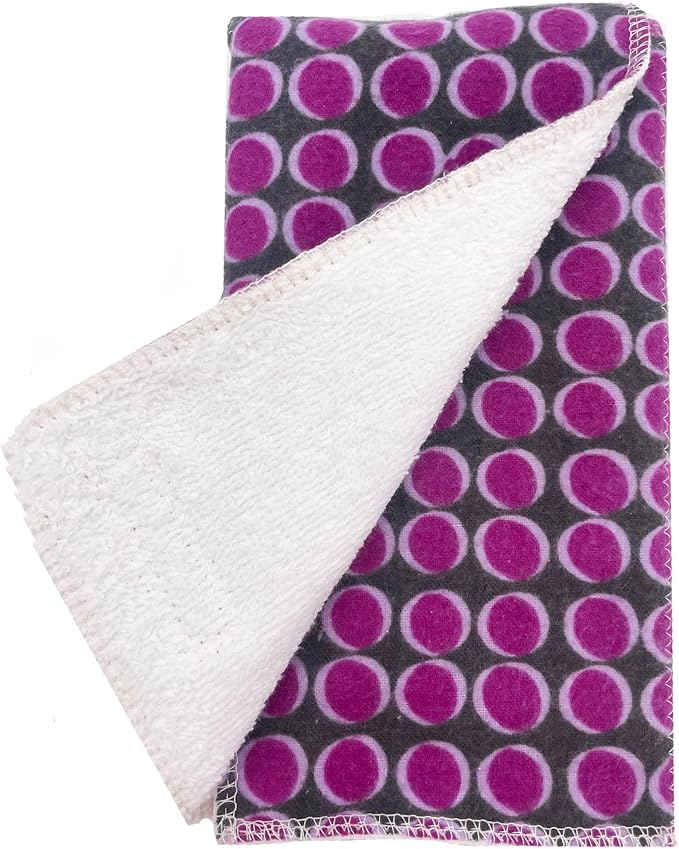 Infant Burping Cloth, Burp Cloths for Baby Boy or Girl, Soft and Absorbent - Cotton Reusable Spit Up Rags, XLarge, 1 Count (Purple Dot)