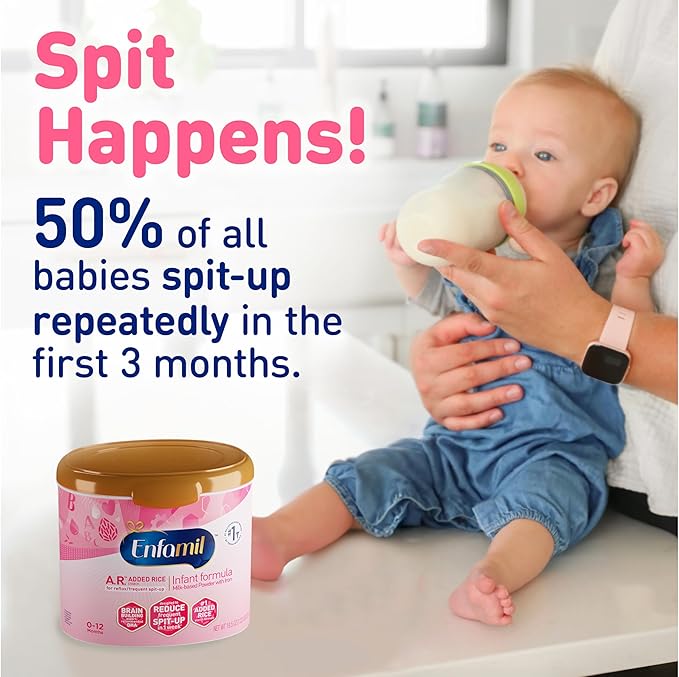 Enfamil A.R. Infant Formula, Proven to Reduce Reflux & Spit-Up in 1 Week, with Iron, DHA for Brain Development, Probiotics for Digestive & Immune Health, Powder Can, 27.4 Oz (Pack of 4)