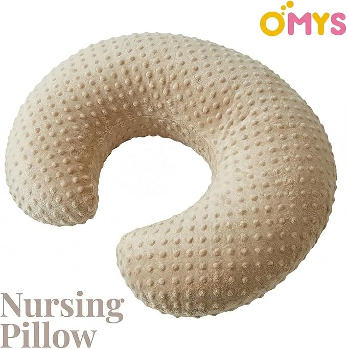 Nursing Pillow, Breastfeeding Pillows with Removable Cover for Mom with Breathable Filling, Ergonomic Baby Feeding Essentials for Bottle and Breastfeeding (Brown)