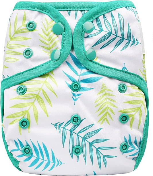 OsoCozy One Size Cloth Diaper Covers - Adjustable Snap Fit & Double Leg Gussets for Baby Boys & Girls from 8-35 Pounds. Use with Prefold, Flat or Fitted Cloth Diapers or Snap-in Inserts.