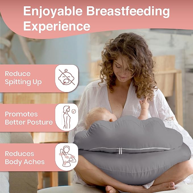 PILLANI Nursing Pillow, Breastfeeding Pillows for Enhanced Safety & Comfort for Mom & Baby, Removable Cotton Cover, Adjustable Waist Strap, Breastfeeding Essentials, Baby Registry Search