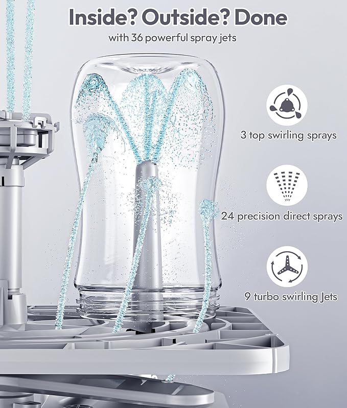 NCVI Large Baby Bottle Washer Sterilizer and Dryer Holds 6 Bottles & Pump Parts, Hospital-Grade Steam Sanitizer for Newborn & Multiple Feedings, Clean Machine for Busy Moms, Fast 19/41min Wash Cycles