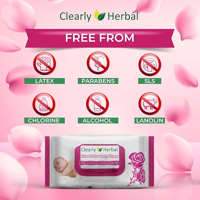 Baby Wipes, Rose Water Formula, made with Essential Oils and Natural Herbal Extracts, Parent's Choice, Case Pack 864 Plant Based Wipes (12 Packs x 72 Count)