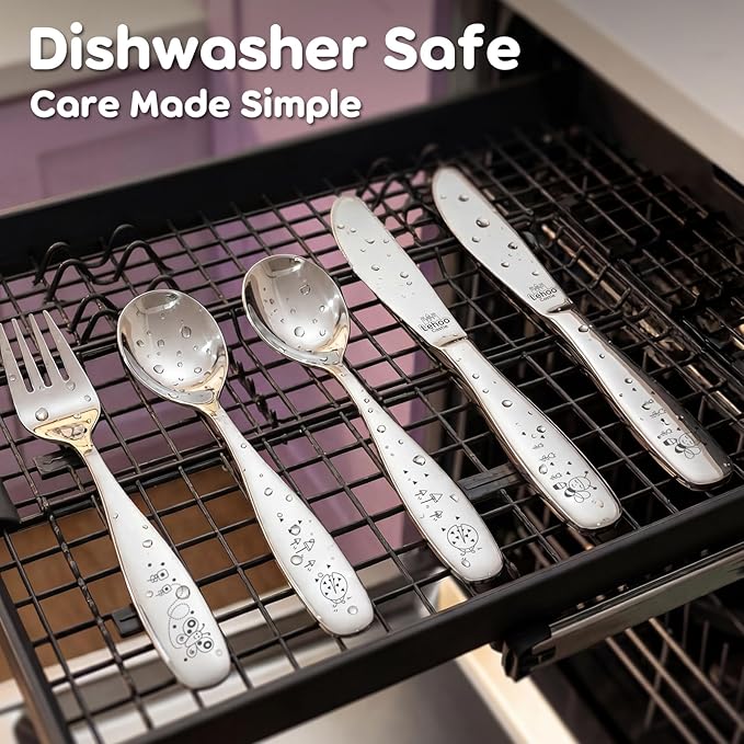 Lehoo Castle Toddler Silverware 6-Piece | Toddler Utensils for 3 Year Old, Kids Spoons and Forks Knife Set, Children Safe Flatware for Self Feeding (Insect)