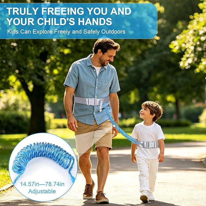 Accmor Toddler Safety Waist Leash for Active Child, Hands-Free Anti Lost Waist Link with Lock, Reflective Walking Leash Belt, Adjustable Secure Public Walking Tether for Special Needs, Autistic, ADHD
