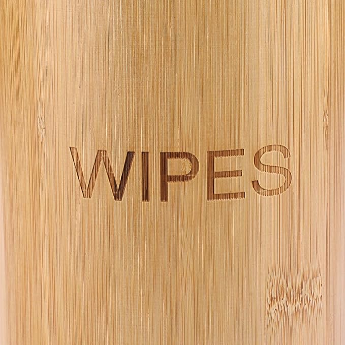 Kokone Bamboo Wipes Dispenser Compatible for Clorox Lysol, Farmhouse Wipes Canister Holder Cleaning Wipe Dispenser Container, Decorative Bamboo Wipes Dispenser Keeper for Kitchen Bathroom Office